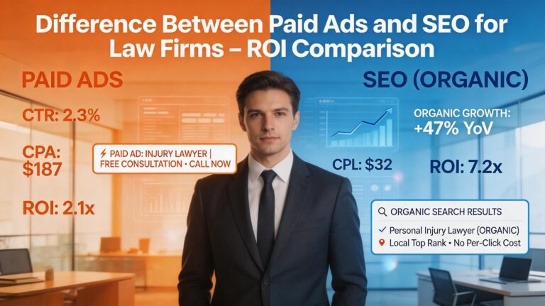 Difference Between Paid Ads and SEO for Law Firms – ROI Comparison